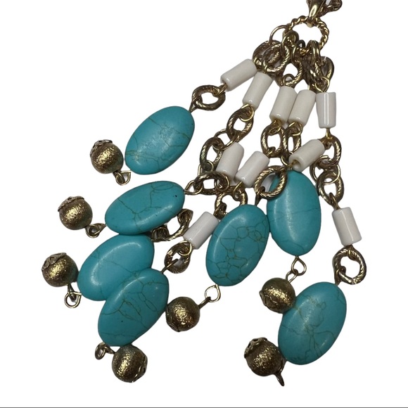 Lilly Pulitzer Faux Turquoise Gold Tone Chain Pendant Necklace - Picture 2 of 8